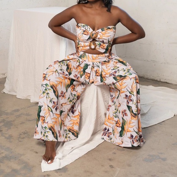Mónica Campaña Lupe Floral Sand Jumpsuit